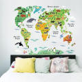 Hot-vente 60 * 90 cm Coloré Carte animaux Vinyle Décoration Autocollant Carte Du Monde Décoration Murale Autocollant Enfants